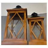 Two Lulu & Co. Wood and Glass Lanterns