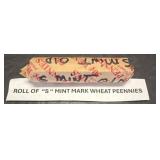 Roll of 'S' Mint Mark Wheat Pennies