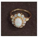 10K Gold Ring with Opal and Accent Stones