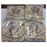 Four Burlap Sacks with French Print