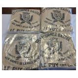 Four Burlap Sacks with French Print