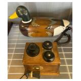 Novelty Duck Phone and Decorative Wooden Box
