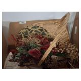 Decorative Basket with Faux Florals and Textiles