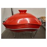 Red Godinger Siena Dish with Metal Stand