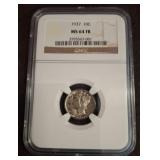 1937 NGC Graded MS 64 FB Mercury Dime