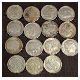 15 Roosevelt Dimes, Mixed Years and Conditions