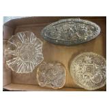 Pressed Glass Dishes and Metal Box