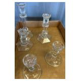 Clear Glass Candleholders, Set of 5