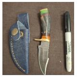Fixed-Blade Knife with Sheath and Layered Handle