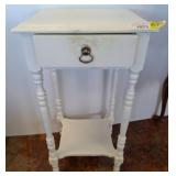 White Painted Wood Side Table With Drawer