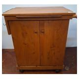 Wooden Kitchen Cart on Casters with Storage