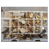 Plastic Organizer with Assorted Watches and Jewelr