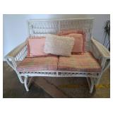 White Wicker Glider Loveseat with Cushions