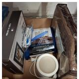 Box Lot With Digital Frame, Ironing Cover, Towels