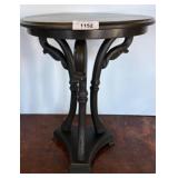 Round Accent Table With Sculpted Swan Legs
