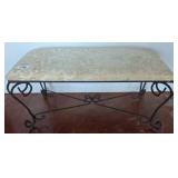 Metal Bench with Upholstered Seat, 33x14x17