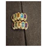 14K Gold Multi-Gemstone Earrings with Clutch Backs