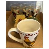 Rooster-Themed Mug, Glasses, and Napkin Holder Set