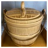 Stoneware Bucket-Form Cookie Jar With Lid