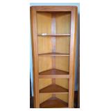 Oak Corner Bookcase with Five Shelves