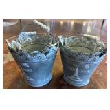 Two Decorative Metal Buckets, Paris Design