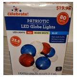 Patriotic LED Globe String Lights, 80 Lights
