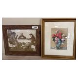 Framed Artwork: Photograph and Floral Print