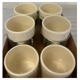 Six Ceramic Cups with Metal Holders