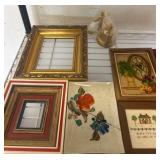 Frames, Brass Bell, and Cross Decor