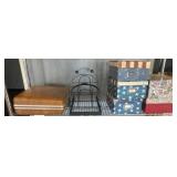 Metal Shelving With Boxes and Faux Leather Case
