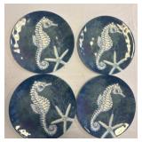 Four Tresorle Studios Seahorse Plates