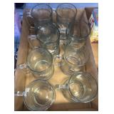 Eight Clear Glass Mugs with Wildlife Motif