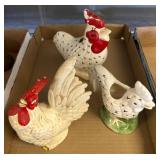 Three Ceramic Chicken Figurines