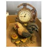 Decorative Clock with Rooster and Hen Motif