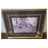 Framed Equestrian Hunt Scene Print, 23x19