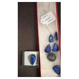 Lapis Lazuli Pendant Necklace and Ring Set