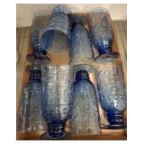 Blue Pressed Glass Goblets with Pattern