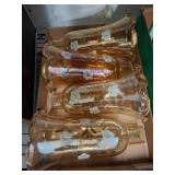 Four Gold-Toned Glass Vases with Floral Design