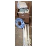 Box Lot of Decor, Bedding, and Hardware Items