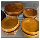 Wooden Bowls with Silver-Tone Bases