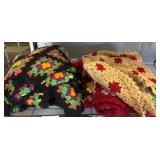 Two Hand-Crocheted Multicolor Afghans