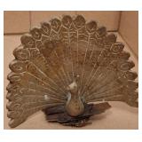 Brass Peacock Figurine With Fan Tail Design