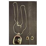 Necklace and Earring Set with Stones