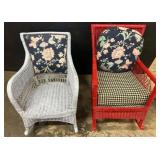 Painted Wicker Chairs With Floral Upholstery