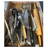 Box Lot of Kitchen Utensils and Cutlery