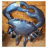 Large Blue Metal Crab Wall Sculpture, 30in
