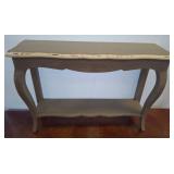 Gray Painted Console Table With Scalloped Shelf