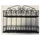 Two-Tier Black Metal Wire Shelf with Scroll Design