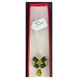 Silver Necklace With Green Peridot Pendant