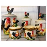 Ceramic Rooster-Themed Kitchen Canister Set